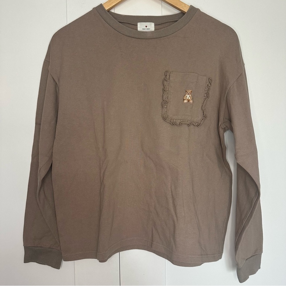 Merry Jenny long sleeve top Medium brown bear shirt Japan cottagecore girlhood